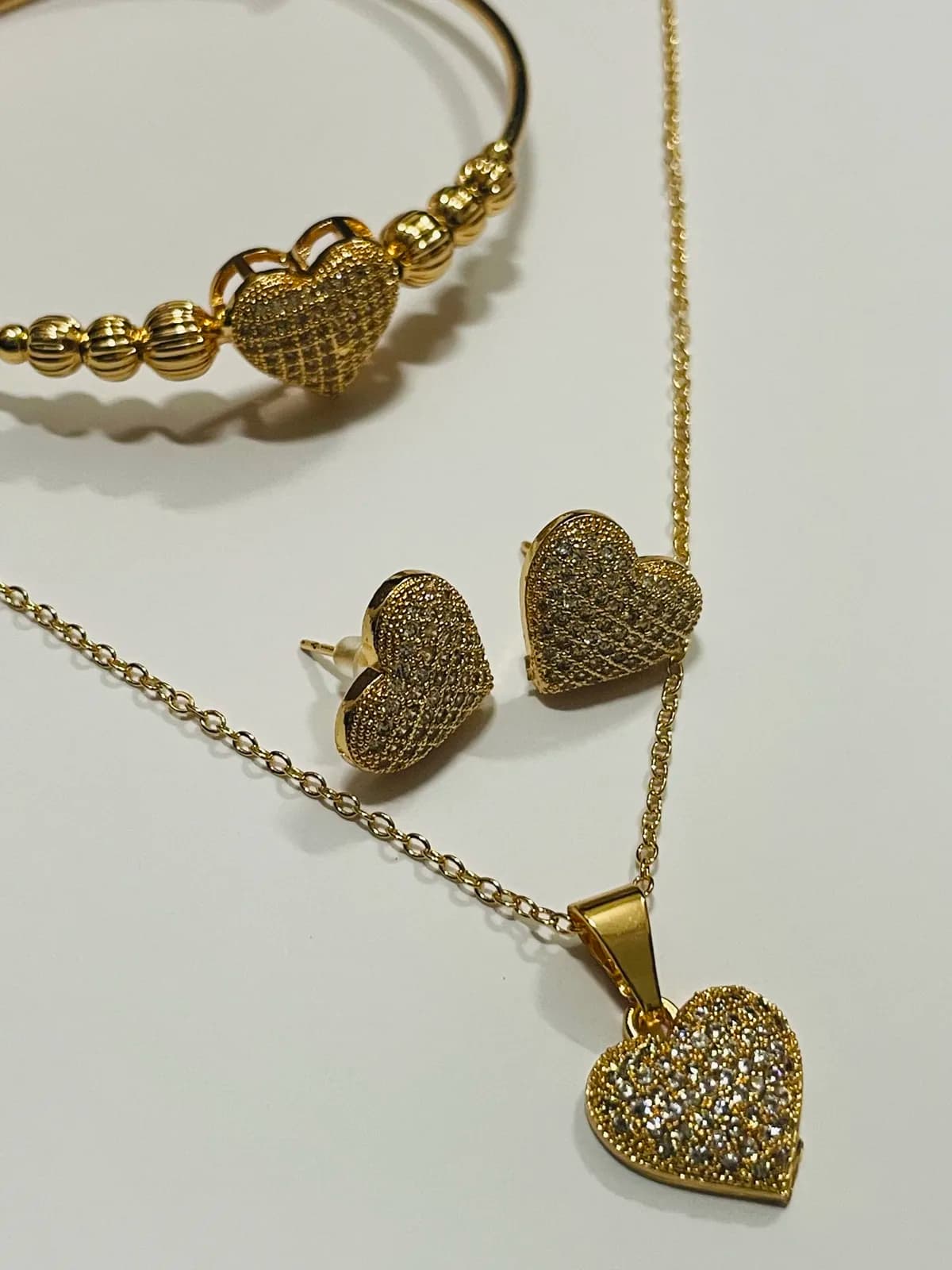 Elegant Heart Charm Jewelry Set