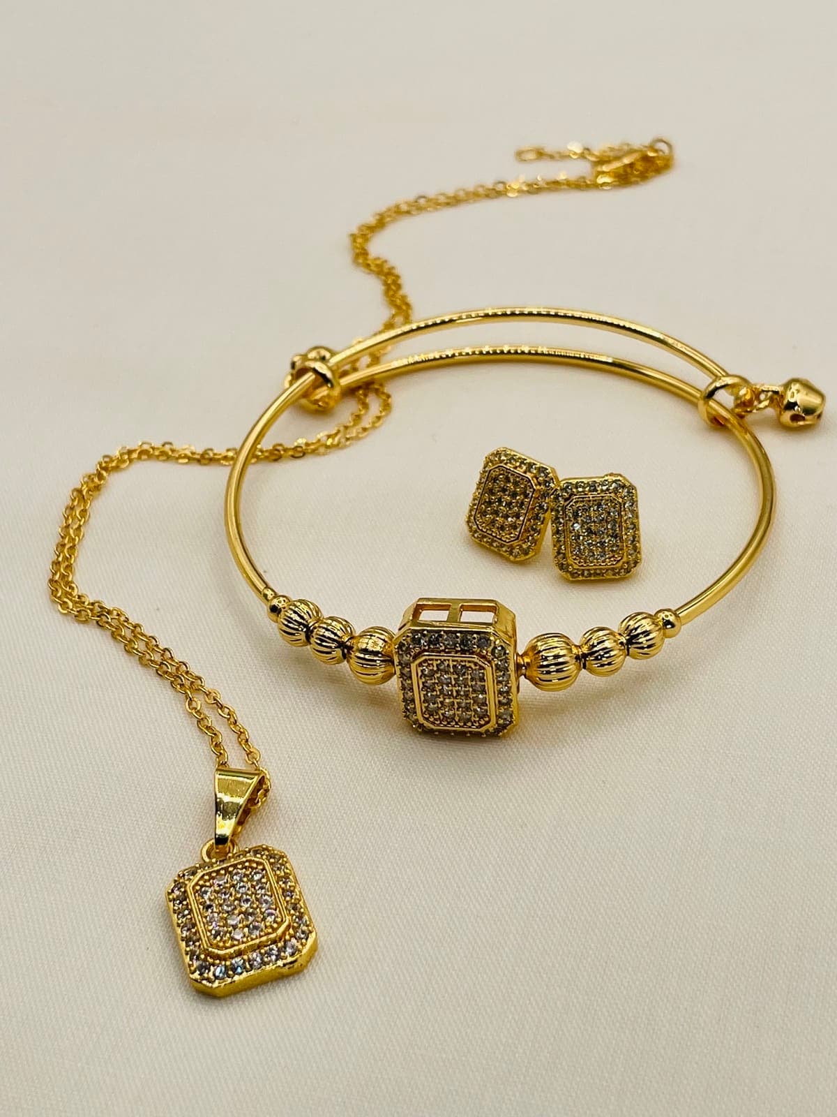 Elegant Square Crystal Jewelry Set