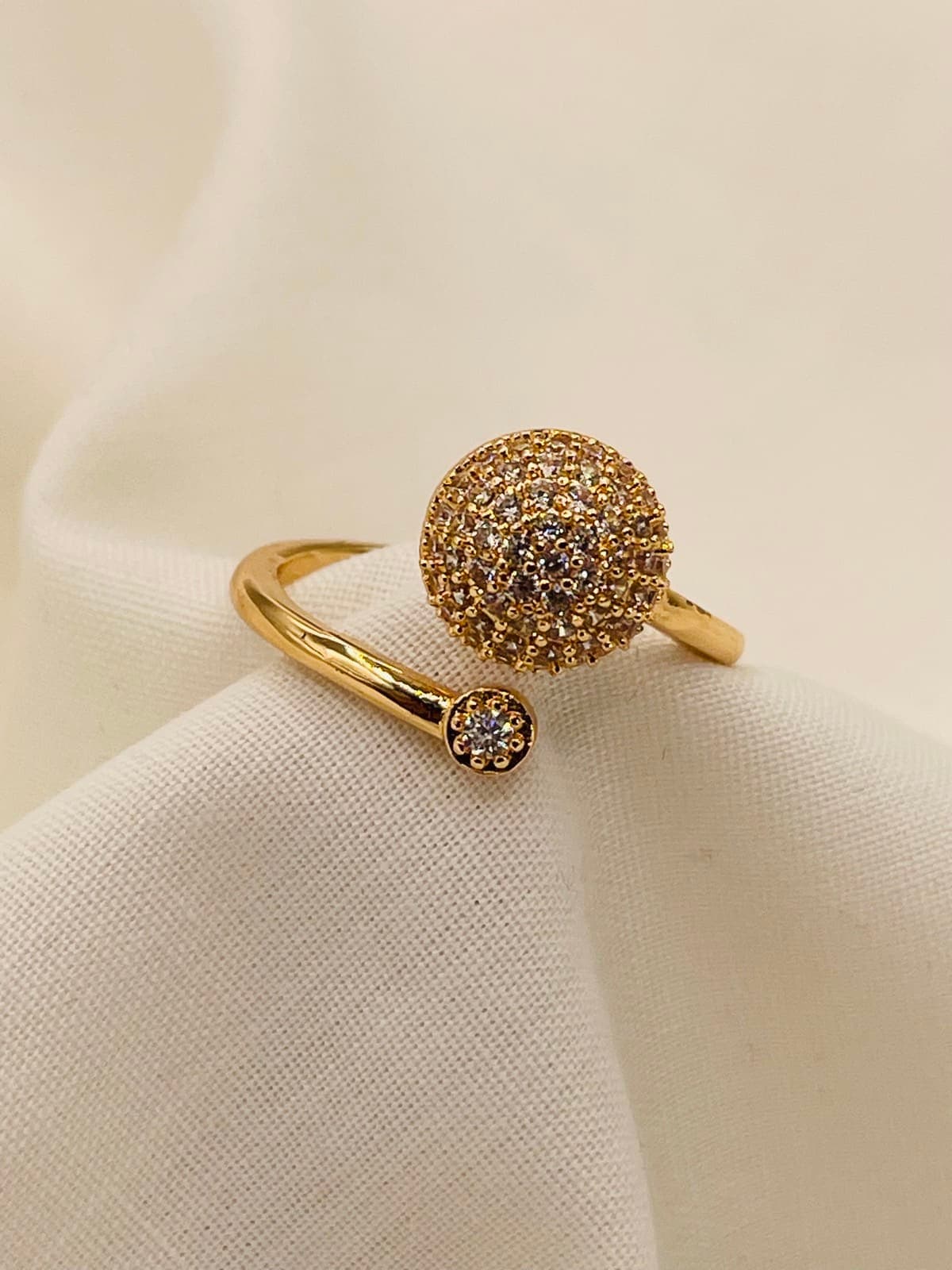 Elegant Gold-Tone Crystal Dome Ring