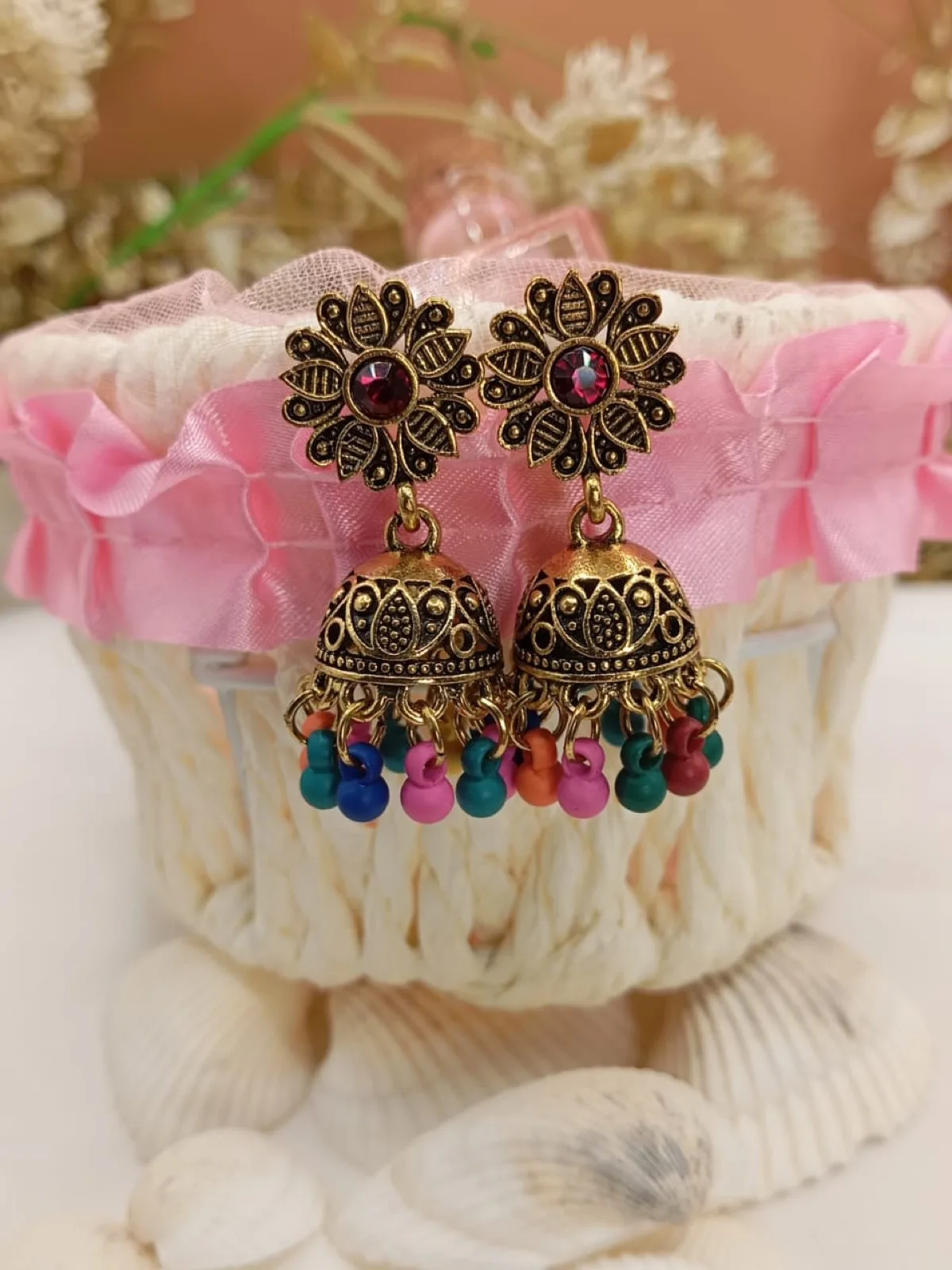 Royal Multicolor Floral Jhumka Earrings